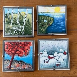 Set of 4 Arabia Finland Art Wall tiles